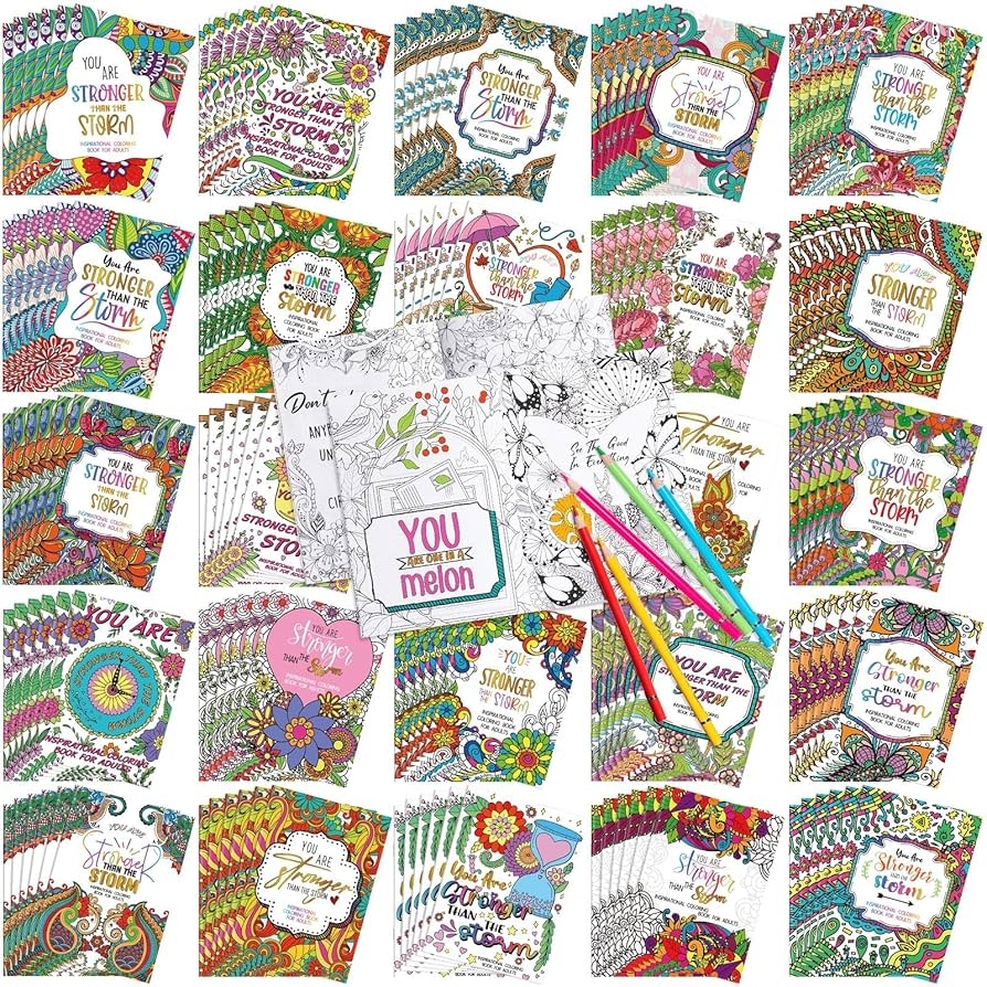 Amazon Liliful 144 Pcs Flower Coloring Book Bulk For Adult Kids DIY Art Stress Relief Drawing Book With Patterns For Adults Party Favors Goodie Bag Filler And Holiday Gifts Motivate Toys