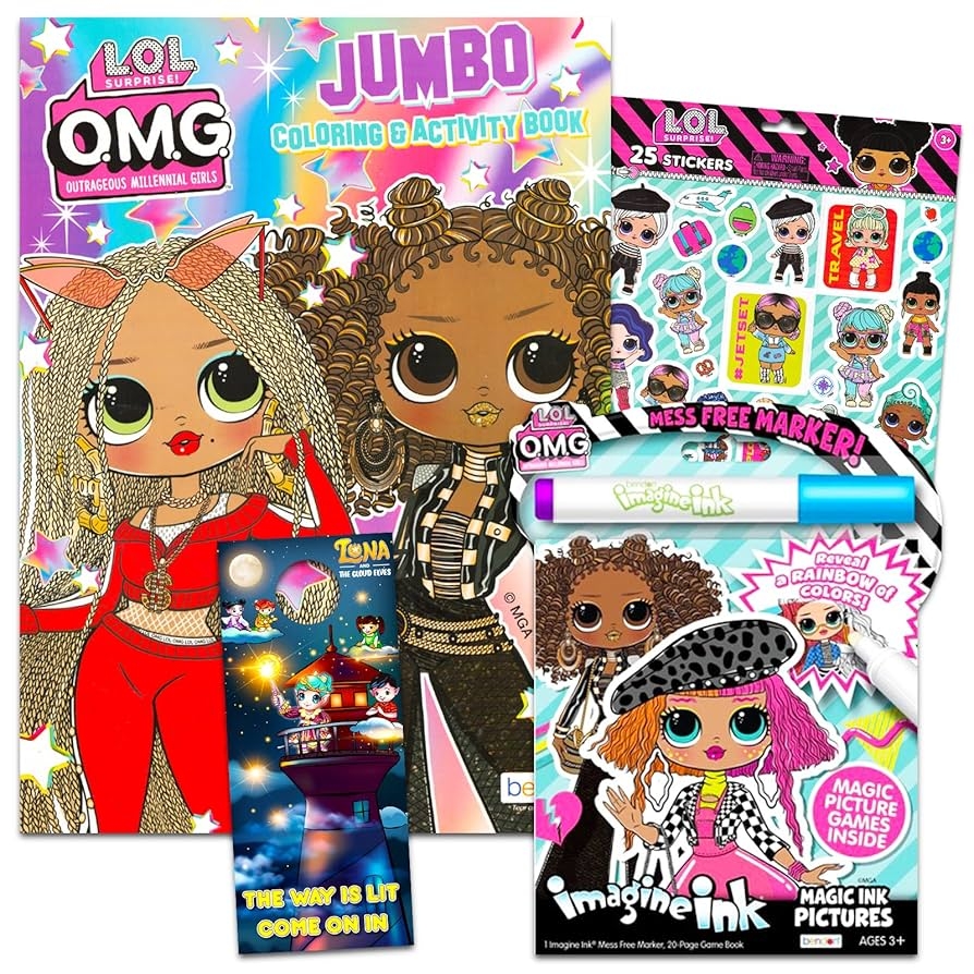 Amazon LOL OMG Coloring Book Set For Kids 2 LOL Doll OMG Activity Books With LOL Stickers Games Puzzles And More LOL OMG Doll Coloring Bundle For Girls LOL
