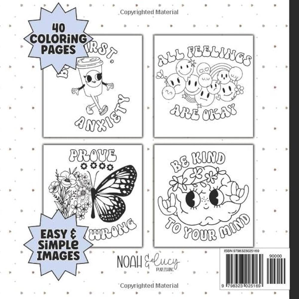 Amazon Mental Health Groovy Coloring Book Bold And Easy Coloring Pages For Adults And Teens Simple And Big Designs With Inspirational Quotes Depression 8 5 X 8 5 Inches Groovy