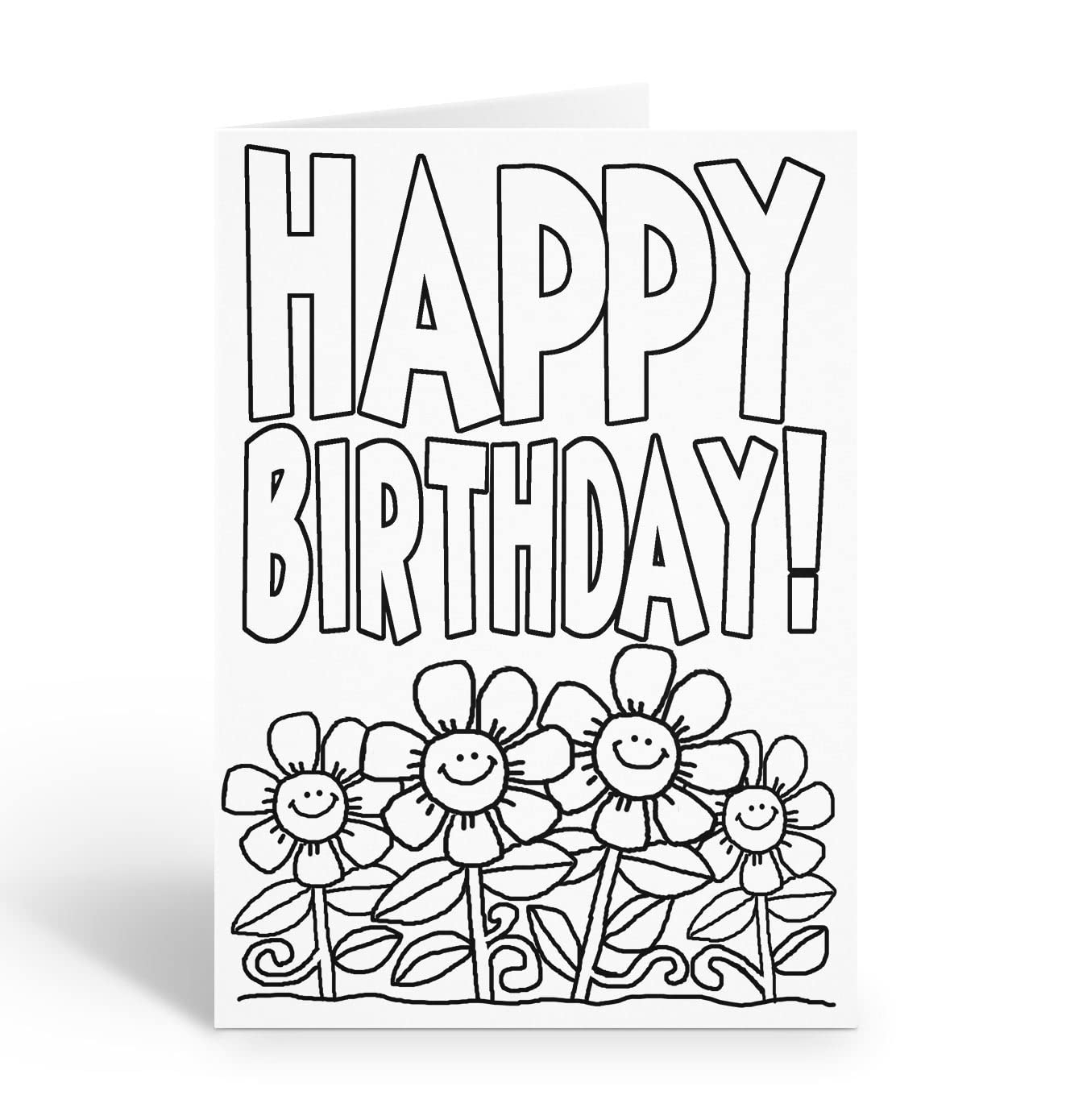 Amazon Stonehouse Collection Happy Birthday Kid Set Of Coloring Greeting Cards 12 Color Happy Birthday And Flowers Card And Envelopes Flowers Office Products