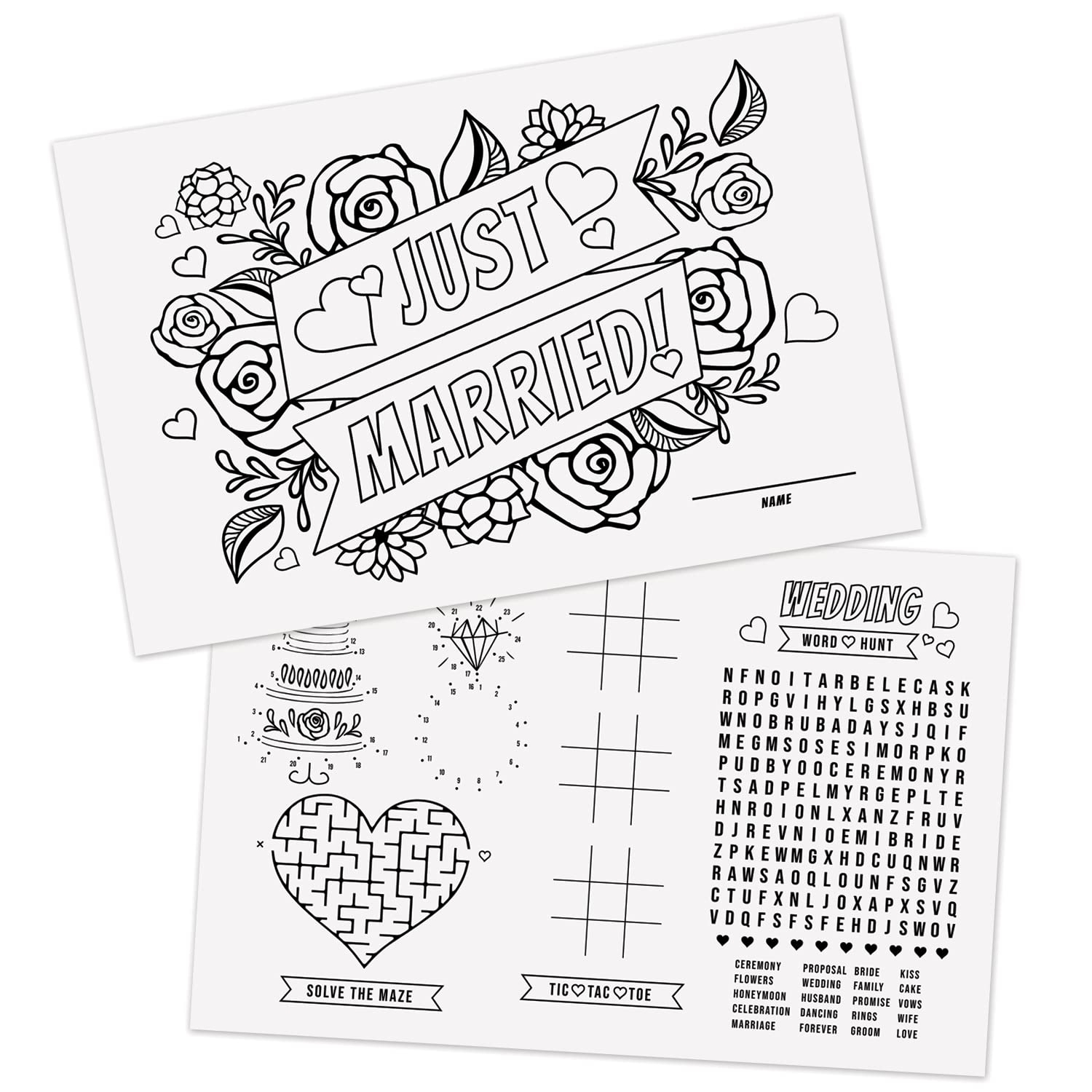 Amazon Wedding Themed Coloring Activity Placemats 12 Wedding Coloring Sheets 11 X 17 Kids Drawing Paper Disposable Placemats Home Kitchen