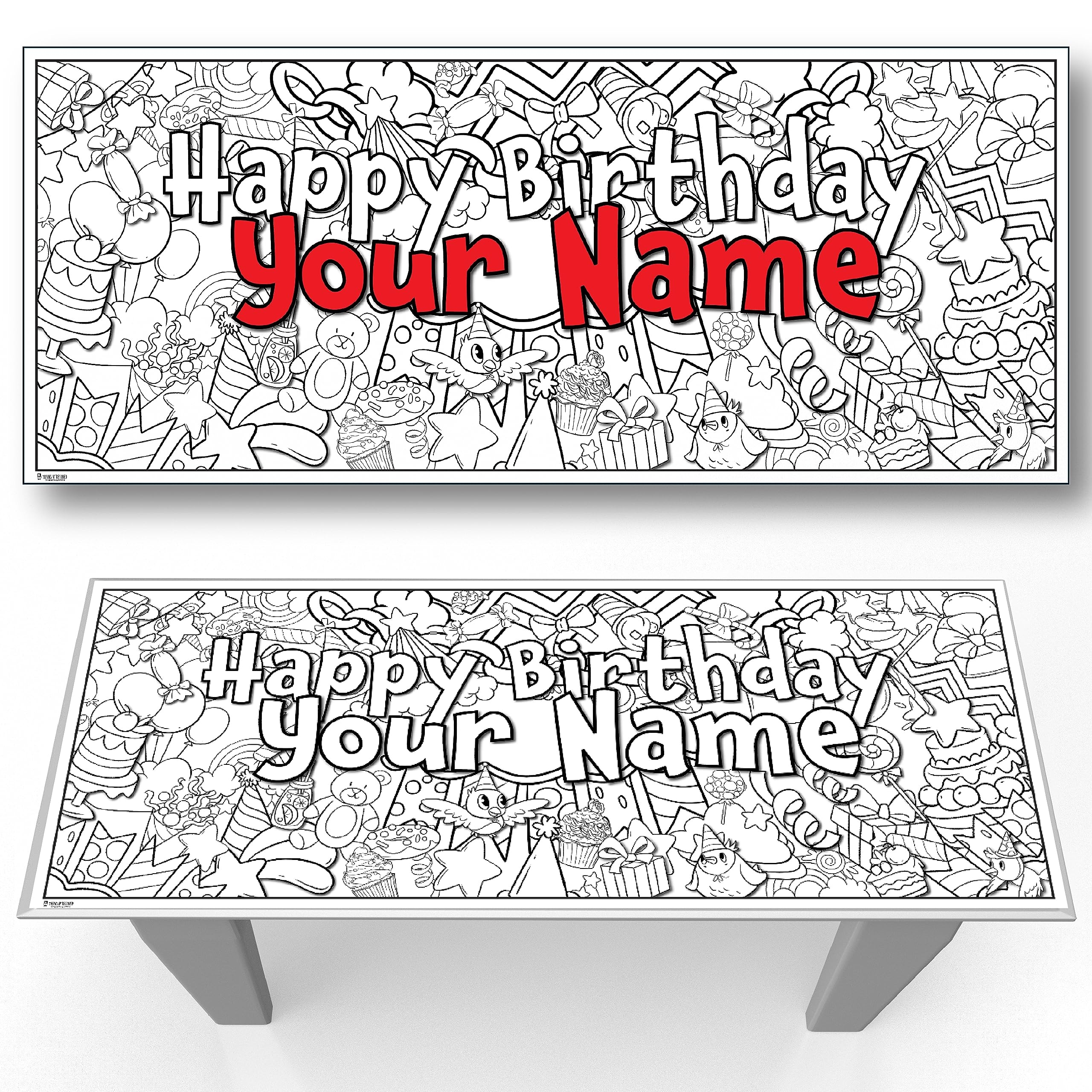 Amazon Young N Refined Custom Birthday Party Coloring Page Table Cloth Activity With Personalized Name 72x30 Custom Home Kitchen