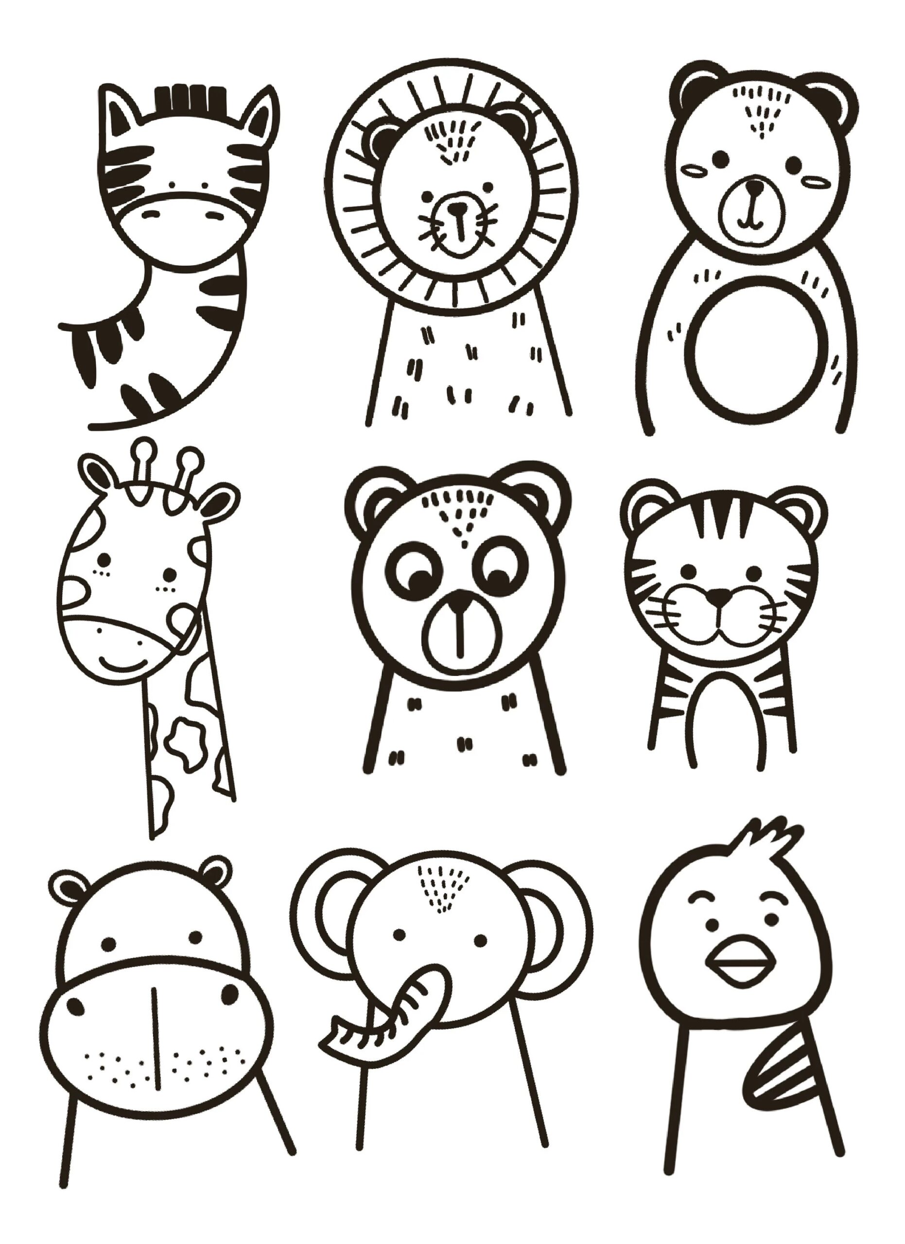 Animal Printable Coloring Page instant Download And Print Animals Coloring Page kids Coloring Page zoo Coloring Page easy To Color Page Etsy