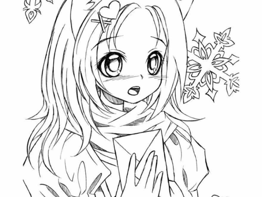Anime Girl Coloring Page Download Printable PDF Templateroller