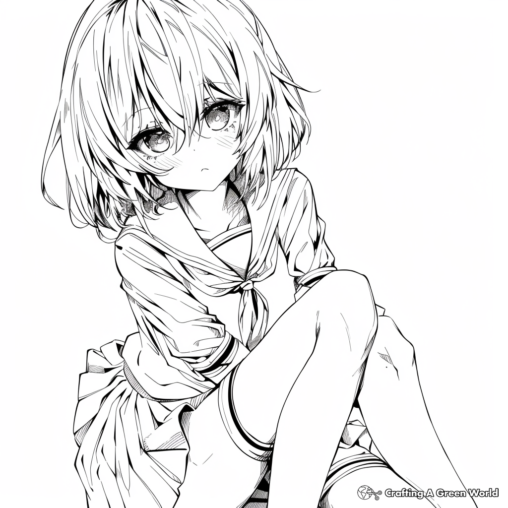Anime Girl Full Body Coloring Pages Free Printable 