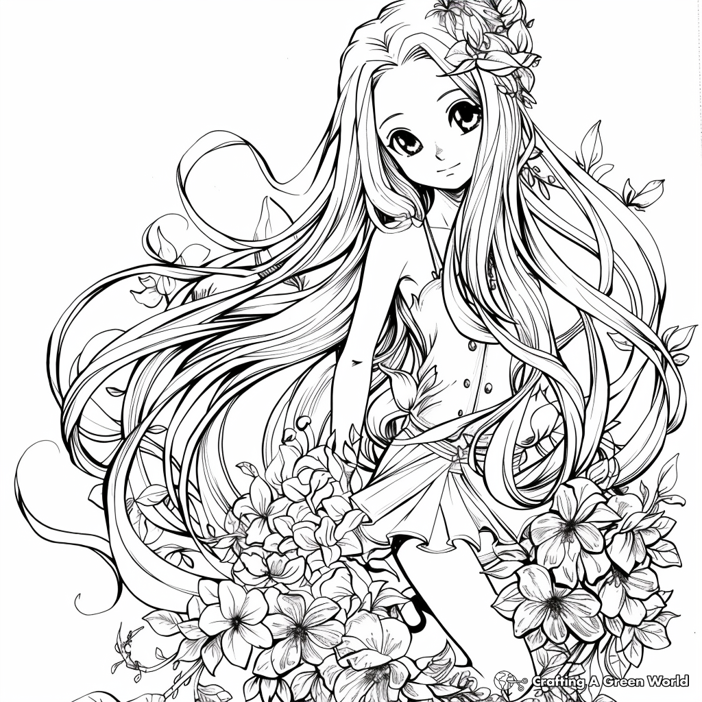 Anime Girl Full Body Coloring Pages Free Printable 