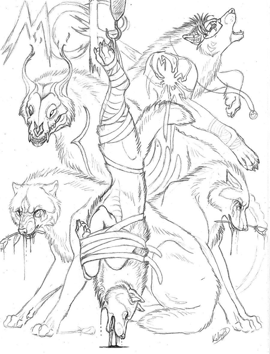 Anime Wolf Pack Lineart 498695