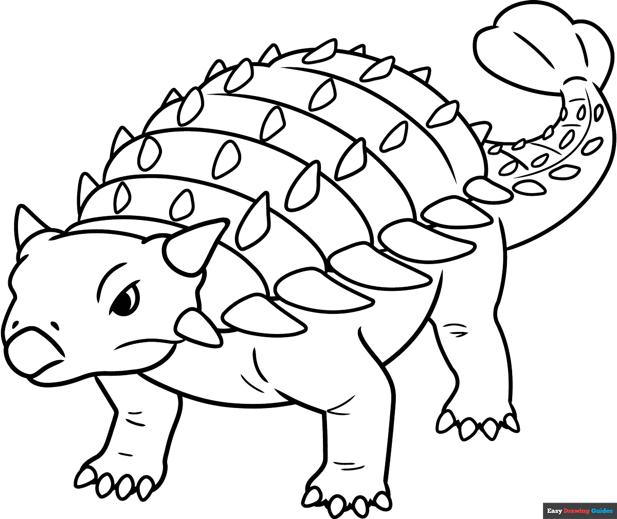 Ankylosaurus Coloring Page Easy Drawing Guides