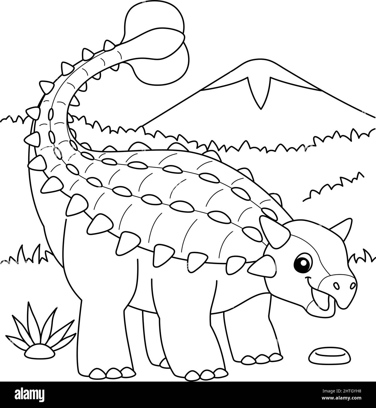 Ankylosaurus Coloring Page For Kids Stock Vector Image Art Alamy