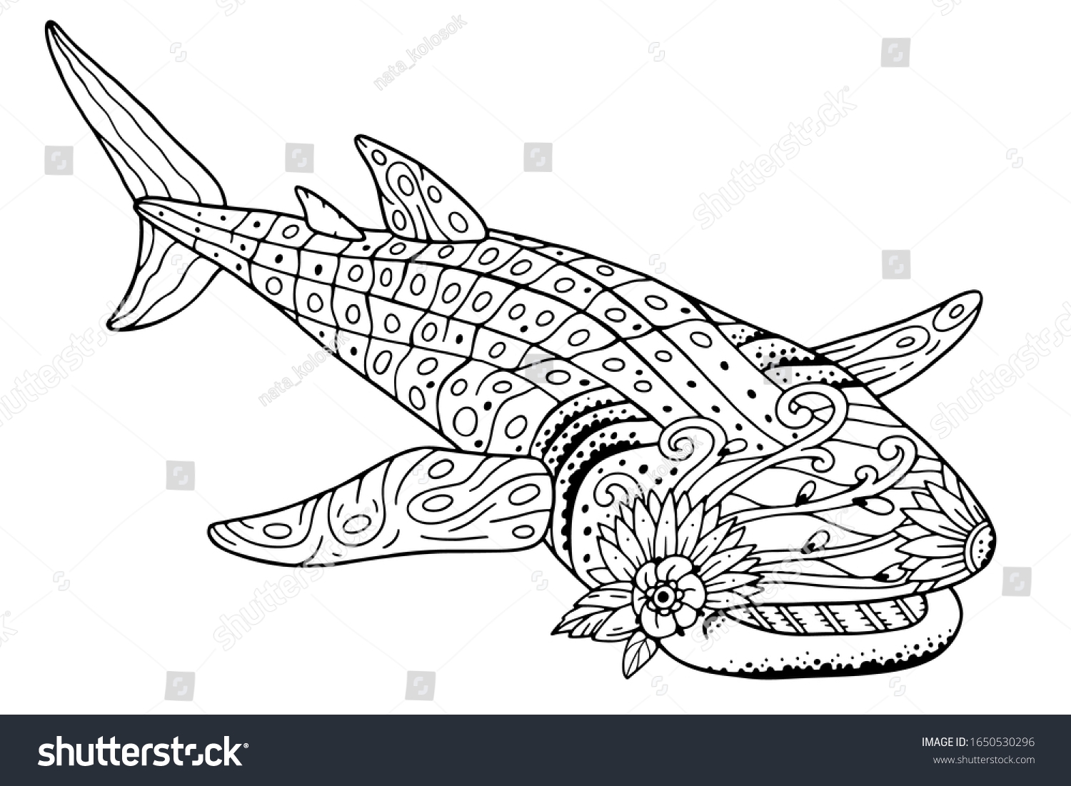 Antistress Whale Shark Coloring Book Beautiful Stock Vector Royalty Free 1650530296 Shutterstock
