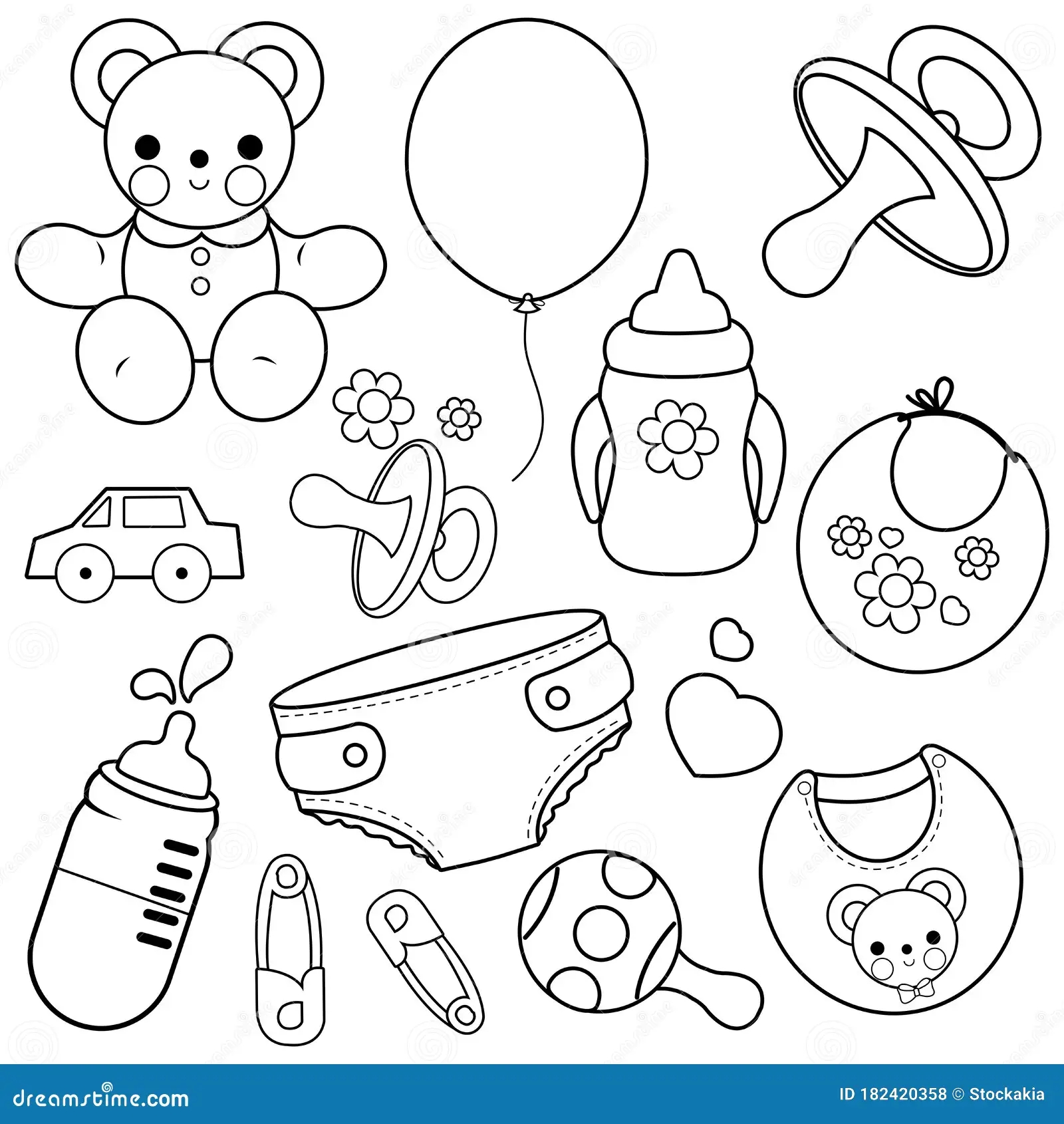 Baby Accessories Baby Shower Gifts For Babies And Toddlers Vector Black And White Coloring Page Stock Vector Illustration Of Newborn Line 182420358 Baby Accessories Baby Shower Gifts For Babies And Toddlers Vector Black And White Coloring Page Stock Vector Illustration Of Newborn Line 182420358