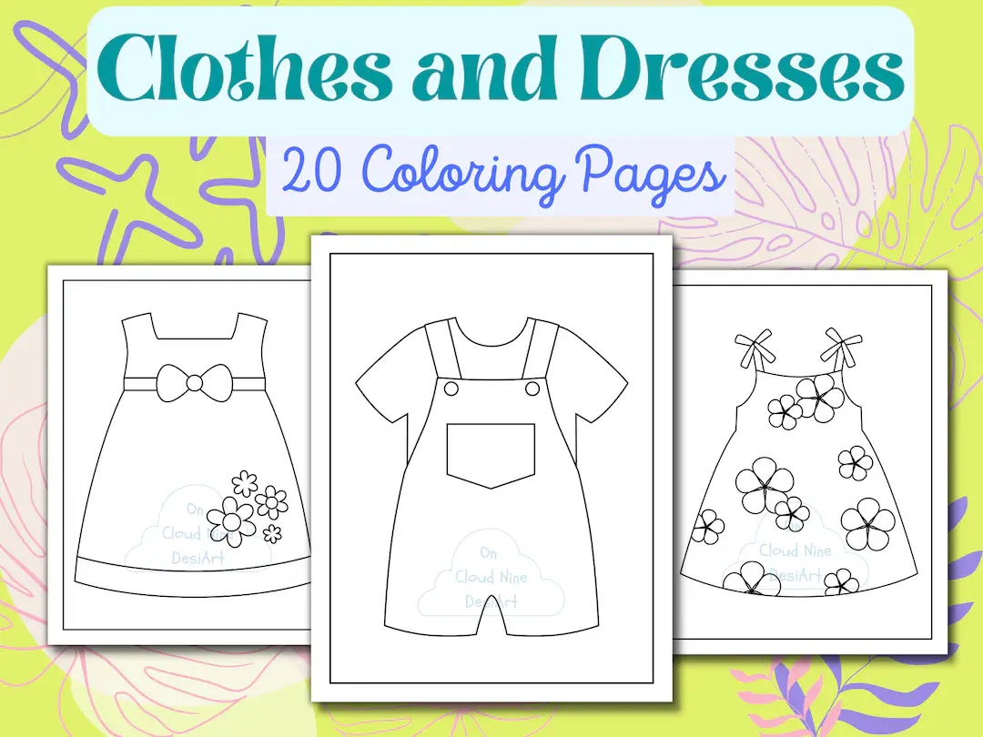 Baby Clothes And Dresses Coloring Pages For Kids Dress Coloring Book For Girls Girls Coloring Activity Digital Download Etsy