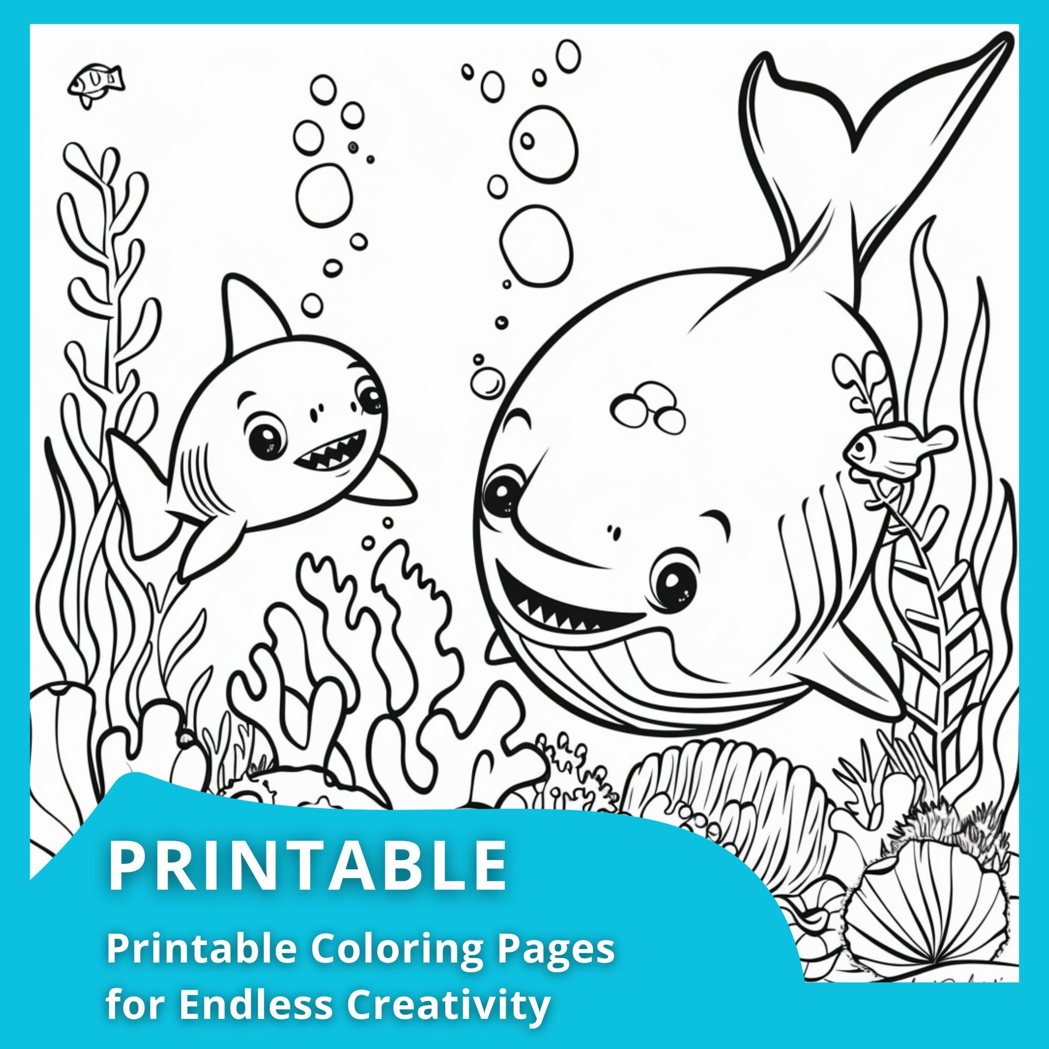 Baby Shark Coloring Pages Digital Download Printable Kids Activities Etsy