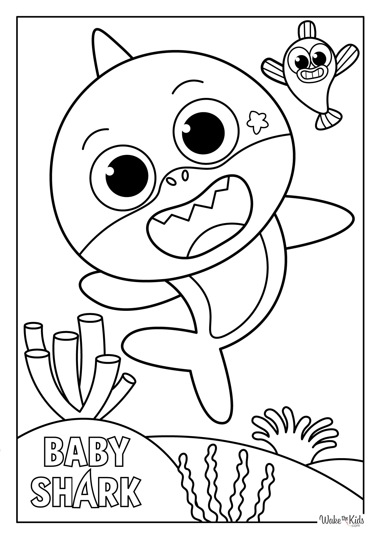 Black And White Baby Shark Coloring Pages