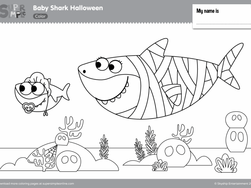 Baby Shark Halloween Coloring Pages Super Simple