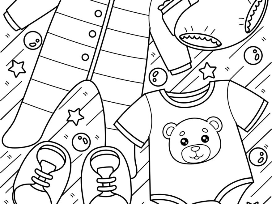 Baby Shower Boy Clothes Coloring Page For Kids Vector Image