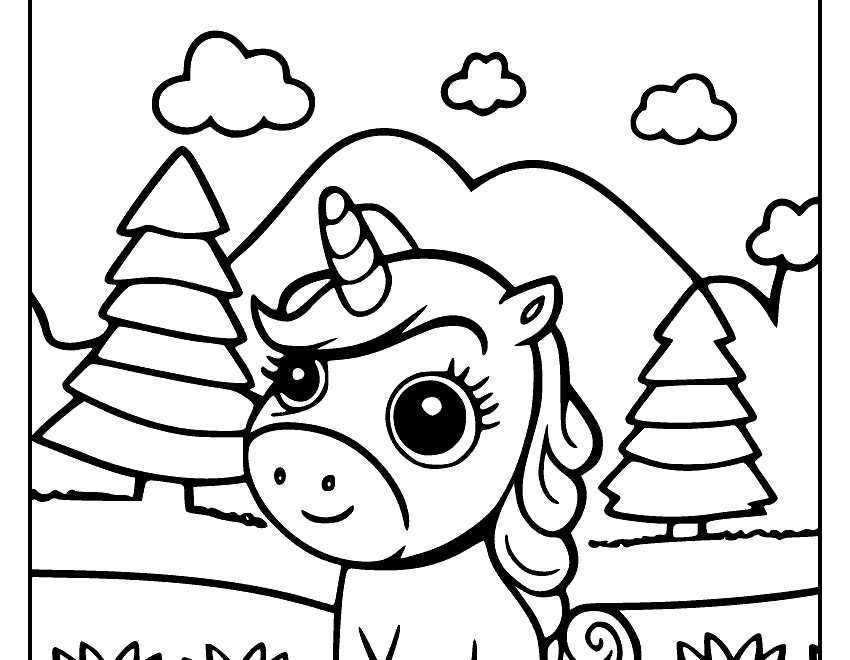 Baby Unicorn Coloring Page Sketch Repo