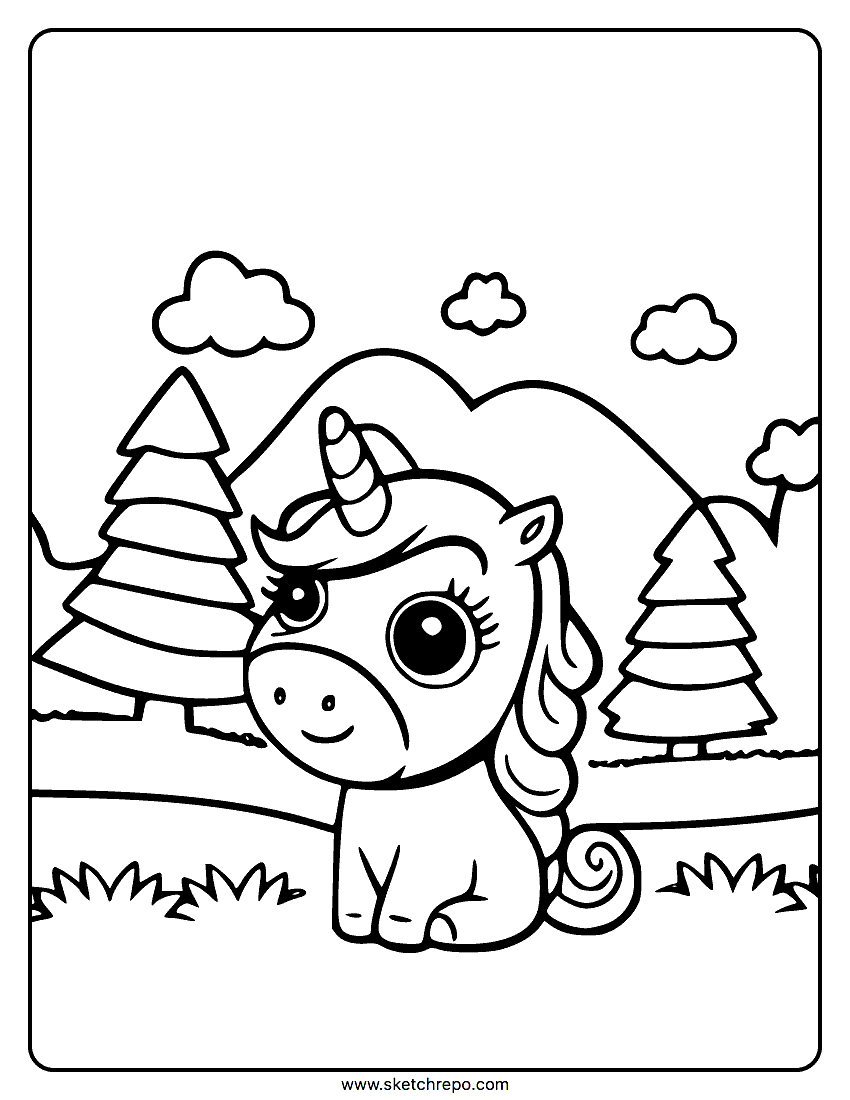 Baby Unicorn Coloring Page Sketch Repo