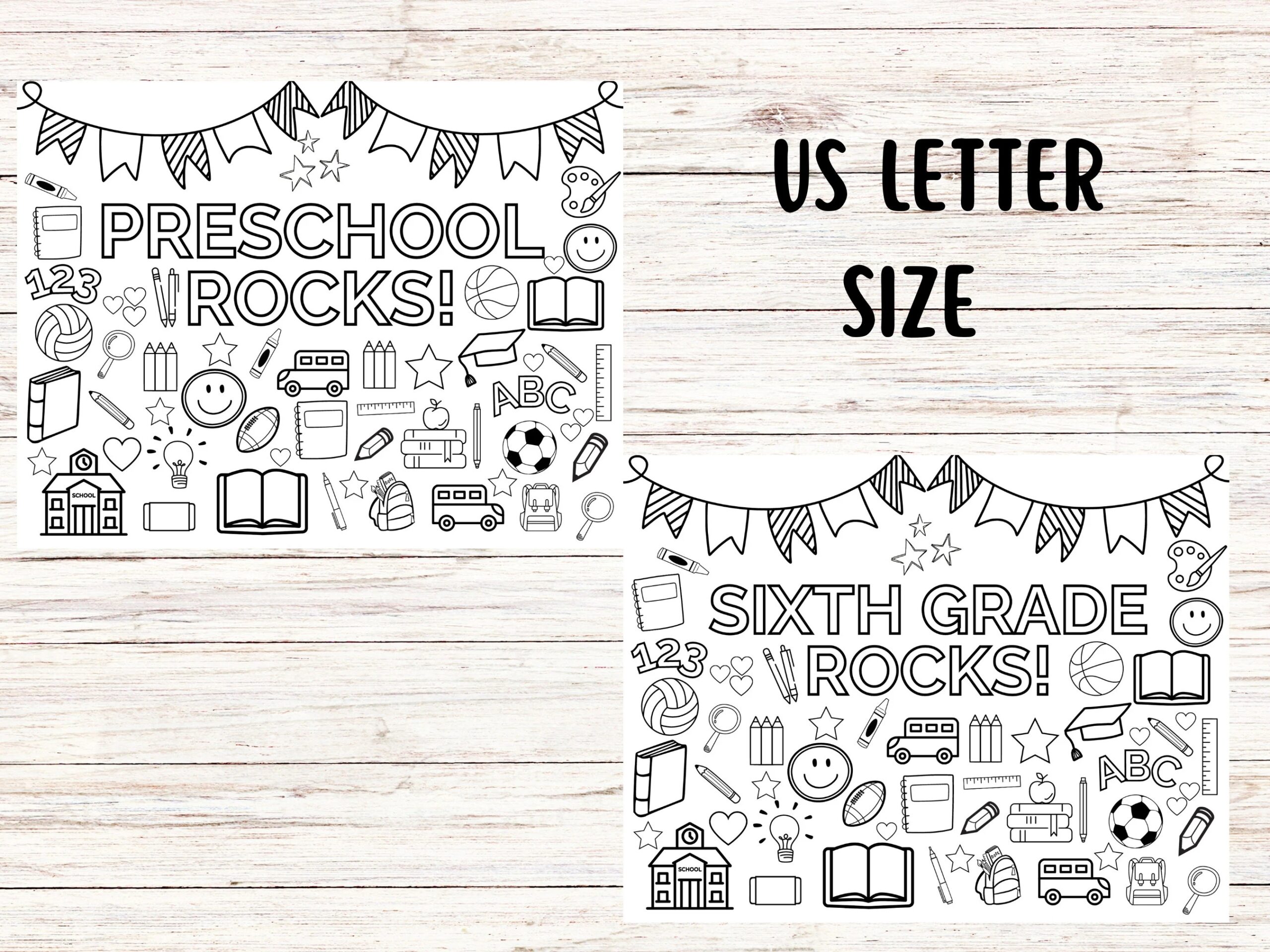 Back To School Coloring Pages Printable Coloring Sheets For Preschool Through 6th Grade Welcome Back To School Etsy Israel