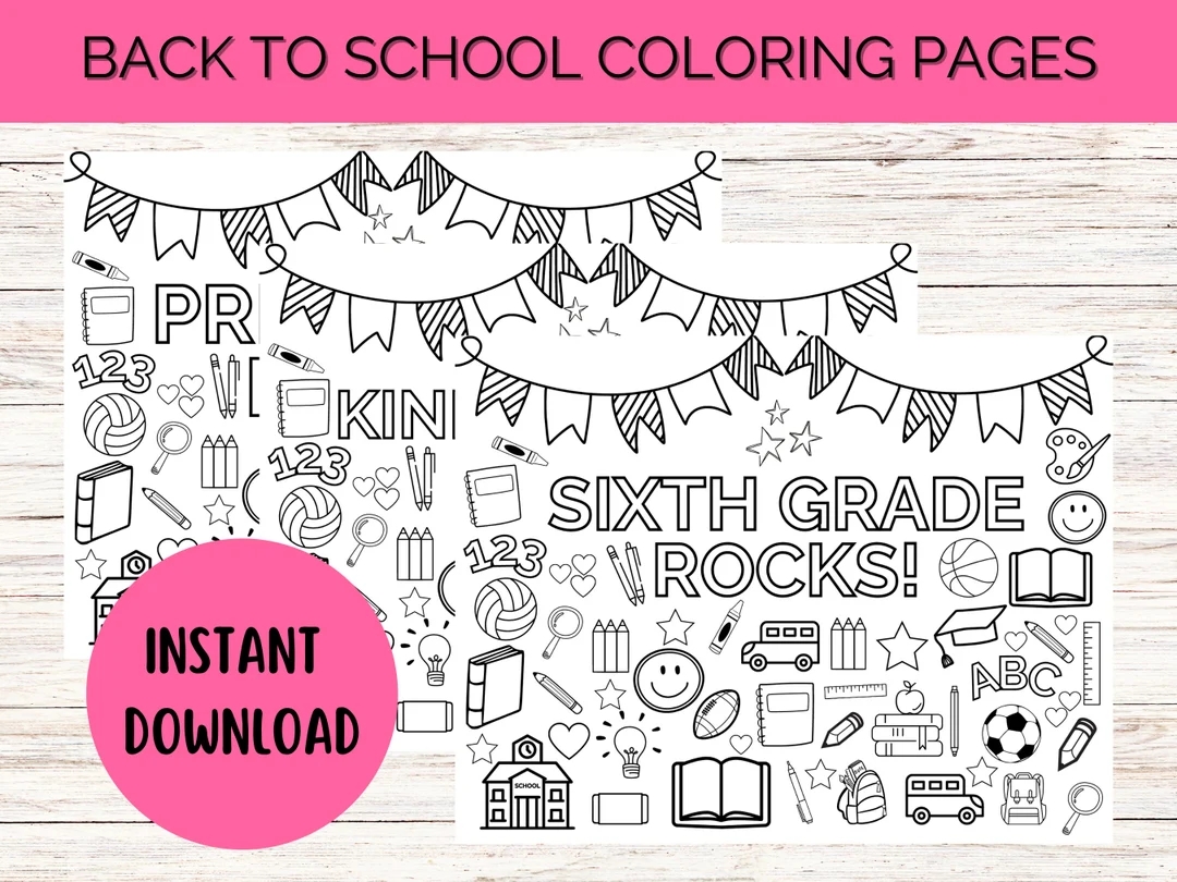 Back To School Coloring Pages Printable Coloring Sheets For Preschool Through 6th Grade Welcome Back To School Etsy
