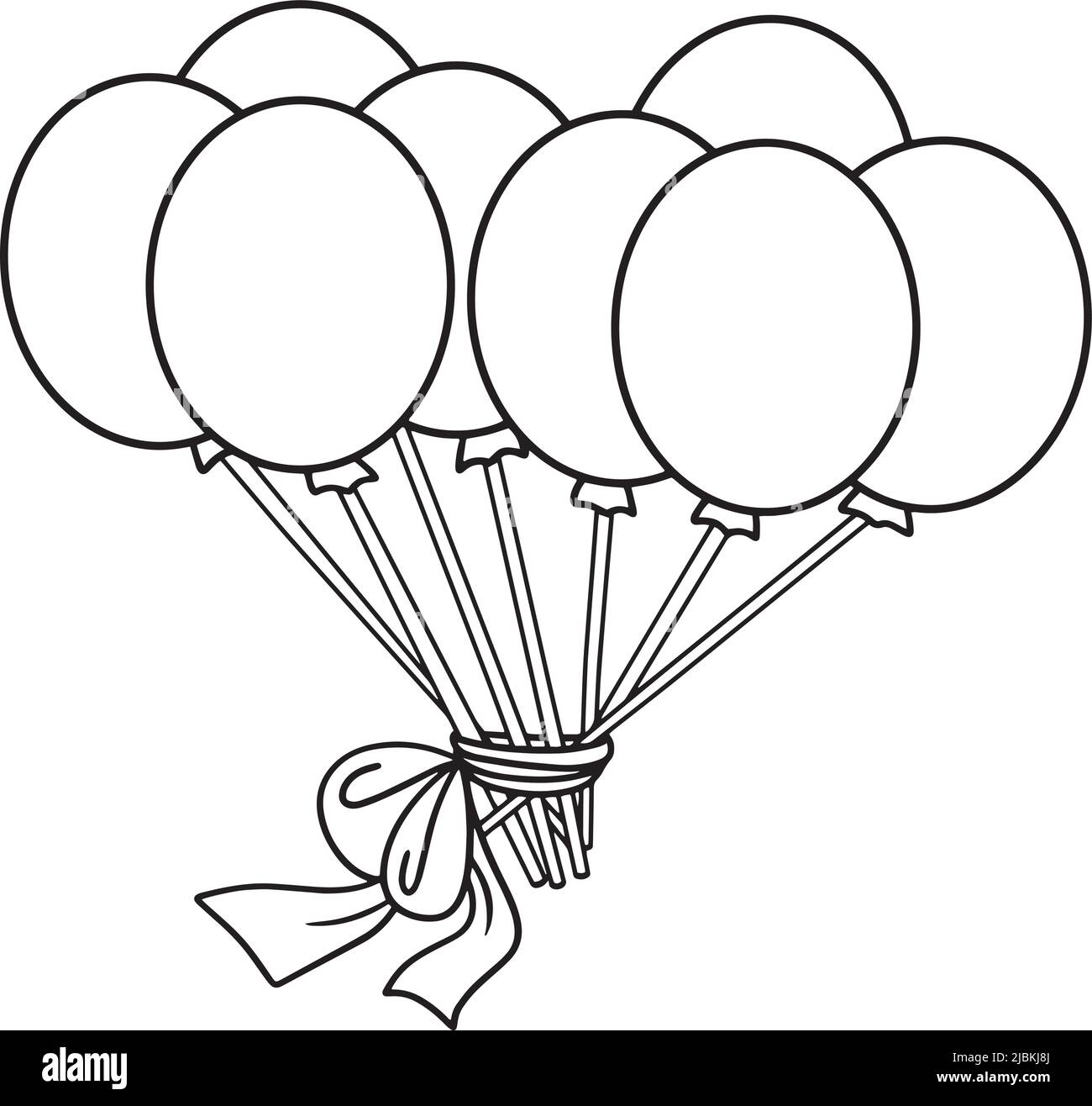 Balloons Isolated Coloring Page For Kids Stock Vector Image Art Alamy