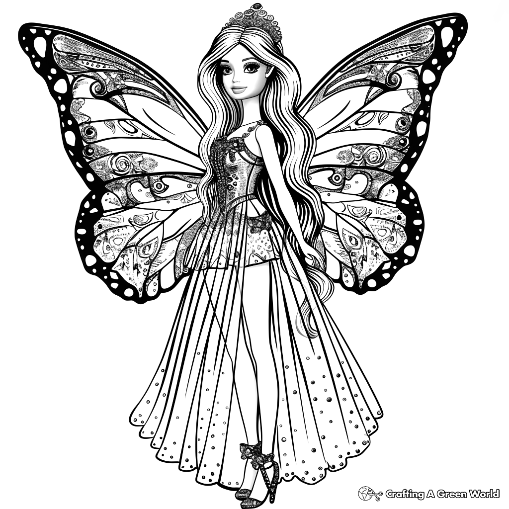 Barbie Fairy Coloring Pages Free Printable 