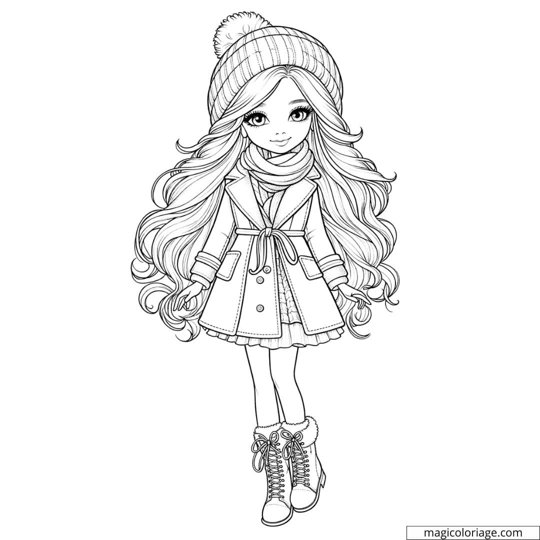 Barbie Winter Outfit Coloring Page