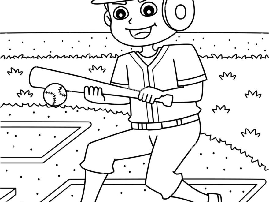 Baseball Player Bunt Coloring Page For Kids Stock Vector Image Art Alamy