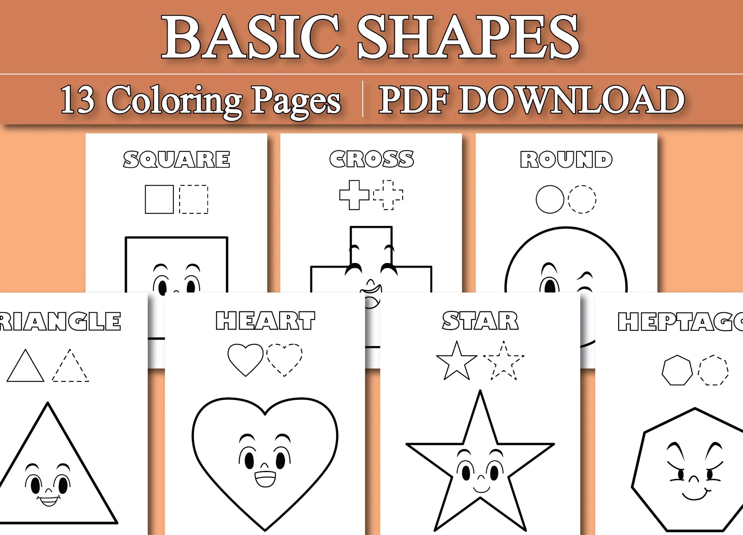 Basic Shapes Coloring Pages Shapes Printable Worksheet For Kids printable PDF Download Etsy