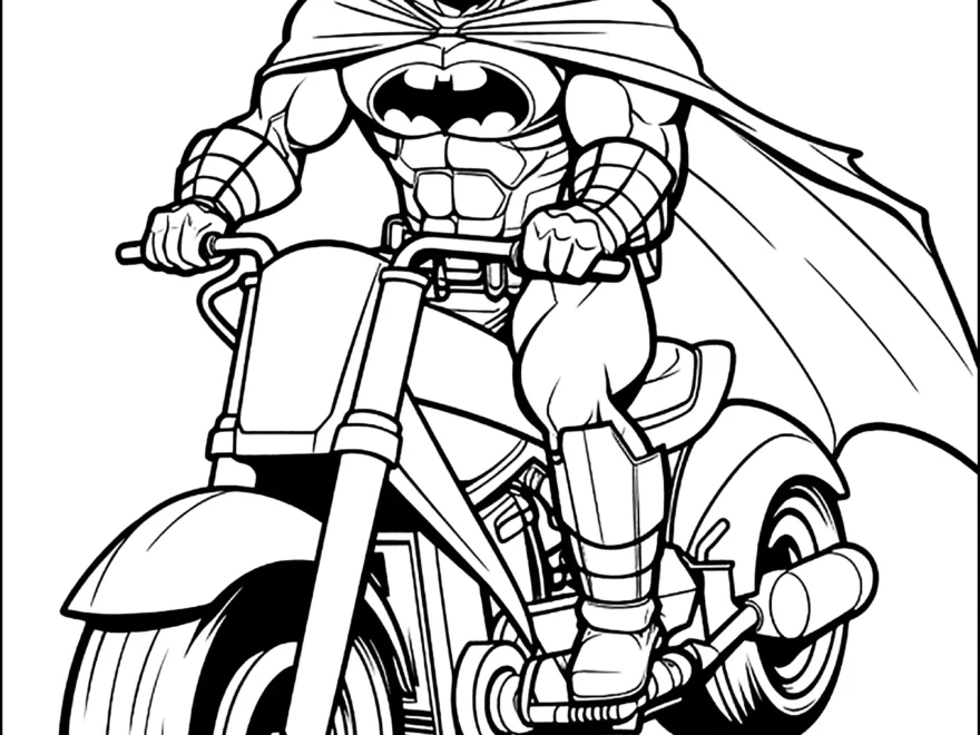Batman On His Motorcycle Batman Coloring Pages Page Page 2