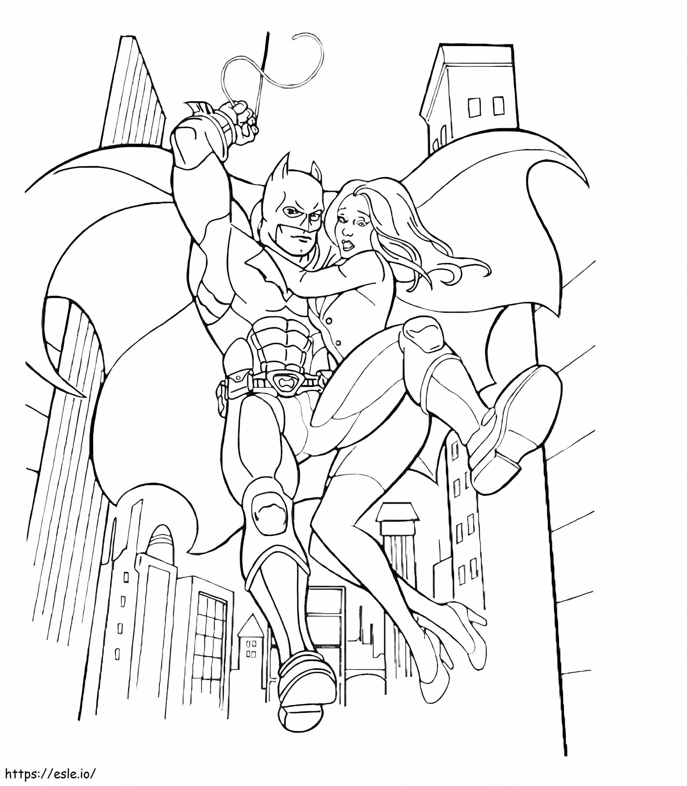 Batman Saves The Girl Coloring Page