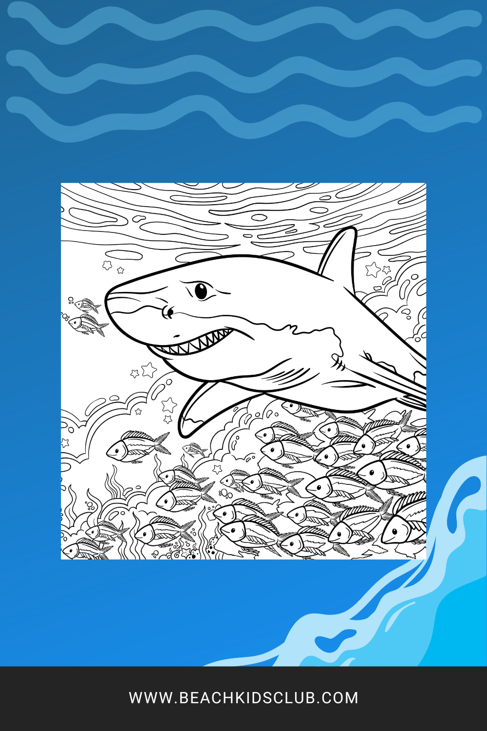 Beach Coloring Page Shark Attack Beach Kids Club