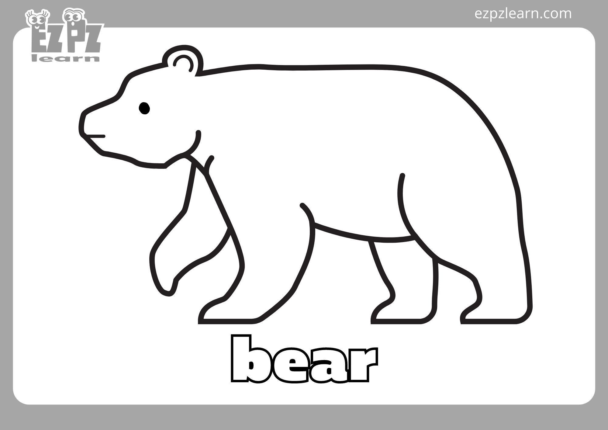 Bear Coloring Page Ezpzlearn