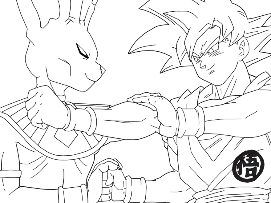 Beerus And SonGoku Super Saiyan Gold Dragon Ball Coloring Pages