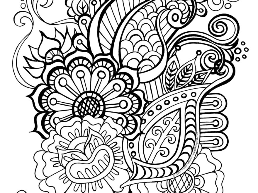 Beginnings Free Printable Henna Design Colouring Page Art With Crystal