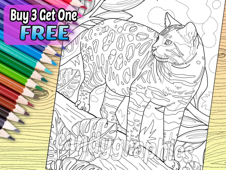 Bengal Cat Adult Coloring Book Page Printable Instant Download Etsy