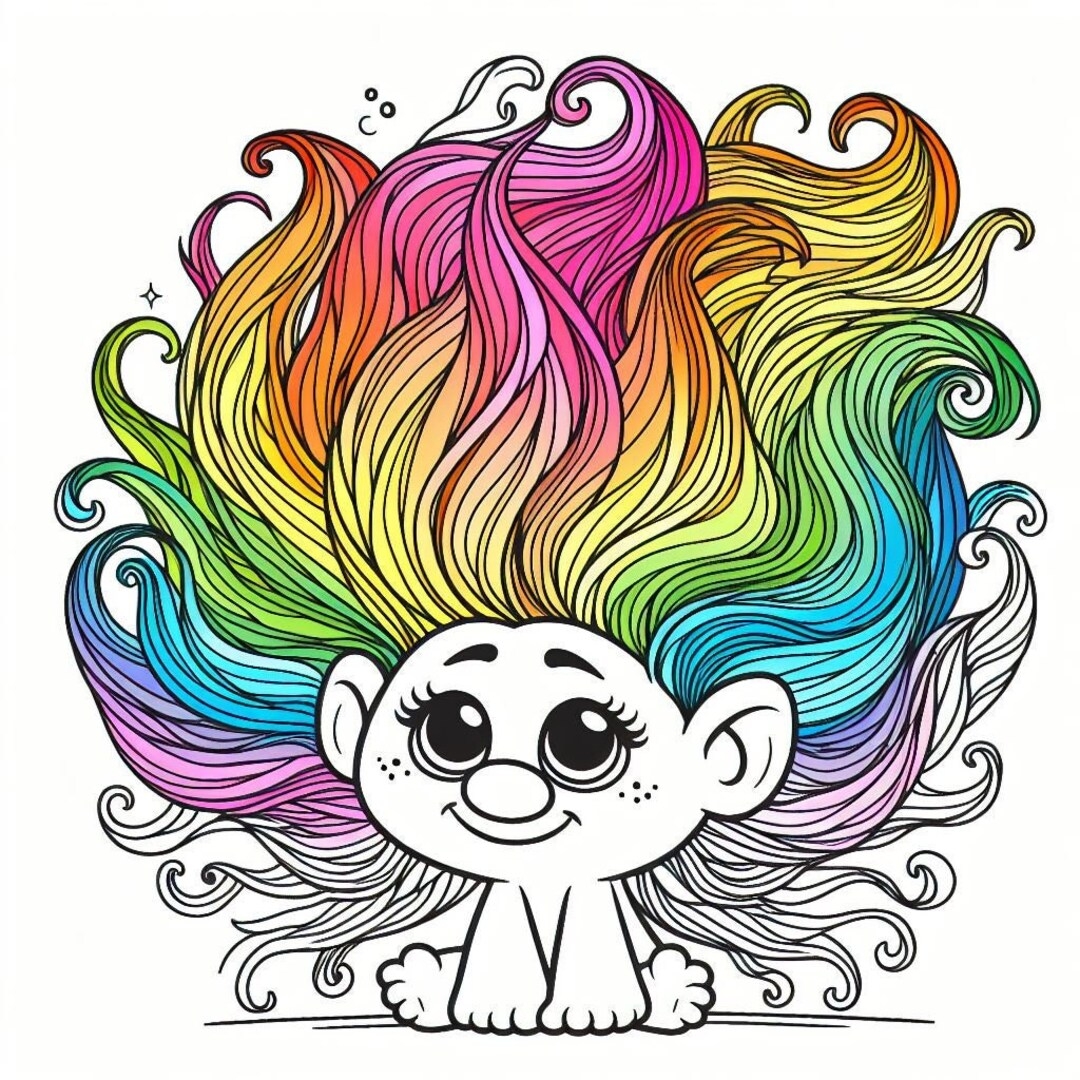 Best Selling 65 Troll Hairstyles Coloring Pages Adults And Kids Coloring Pages Printable Digital Instant Download PDF Best Item Popular Etsy