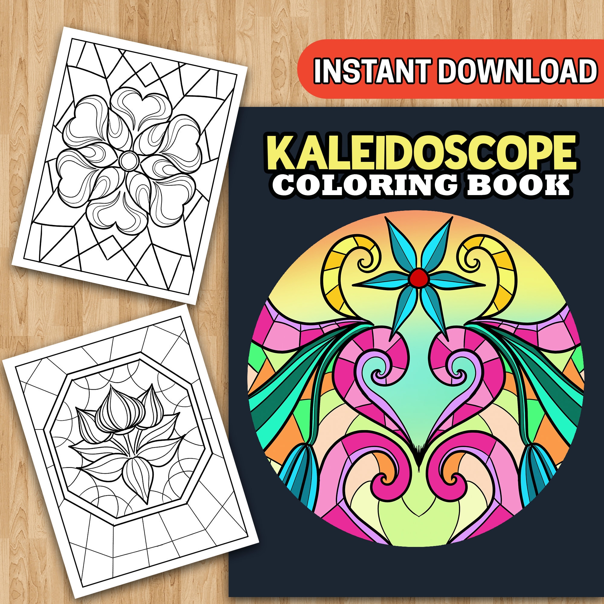 BEST VALUE 30 Kaleidoscope Coloring Pages Stained Glass Coloring Book Printable Coloring Pages Digital Download Art Stress Relief Gift PDF Etsy