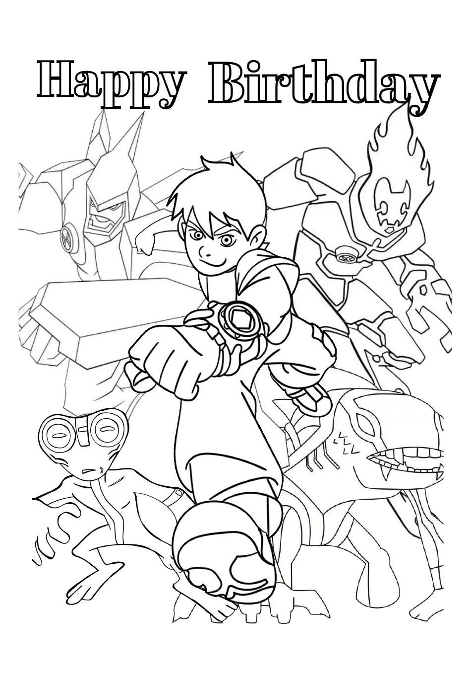 Birthday Coloring Page Ben 10 Download Printable PDF Templateroller