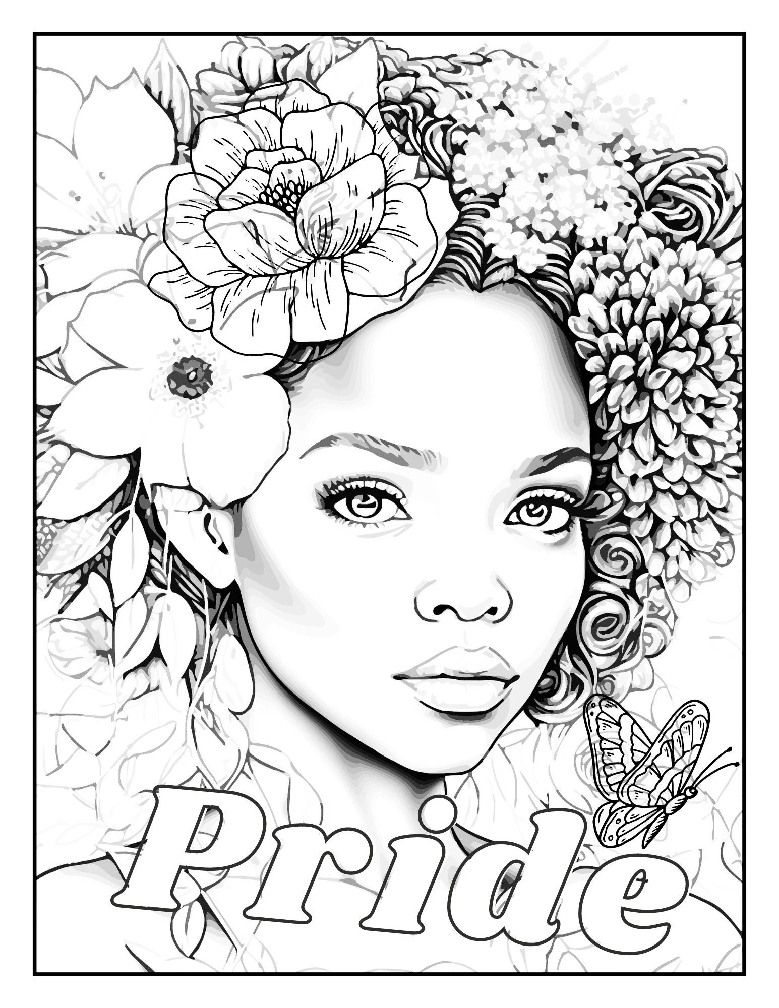 Black Girl Coloring Page Pride Printable Adult Coloring Sheet Girls Etsy