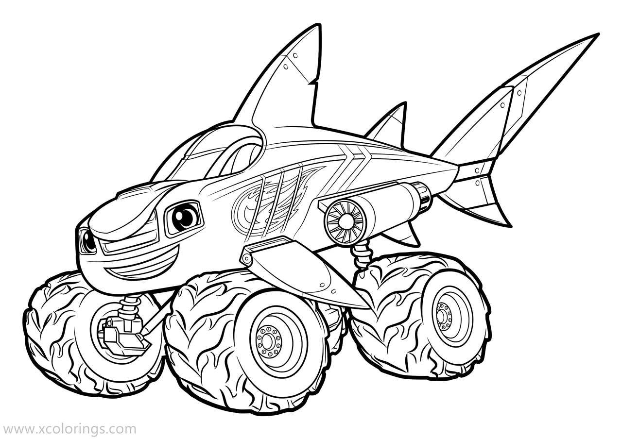 Blaze And The Monster Machines Coloring Pages Shark Truck XColorings