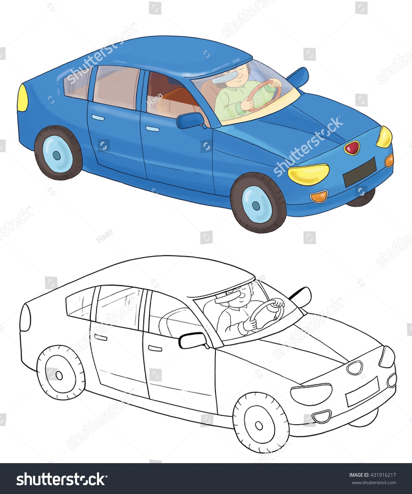 Blue Car Coloring Book Coloring Page Ilustraci n De Stock 431916217 Shutterstock