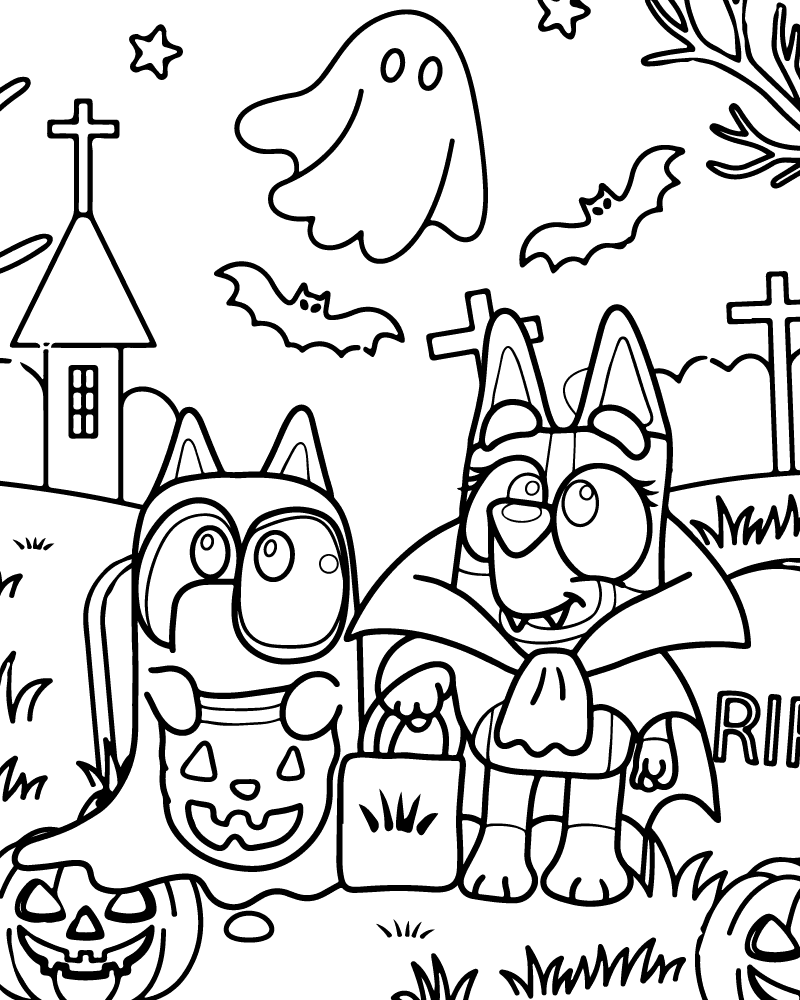 Bluey Halloween Coloring Page