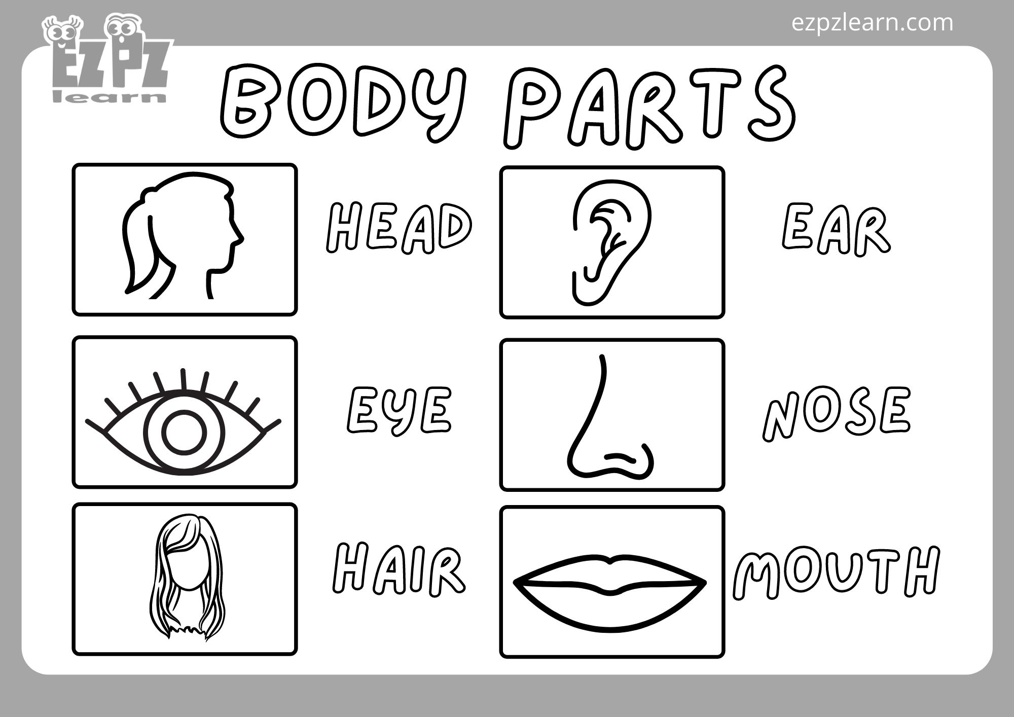 Preschool Human Body Coloring Pages