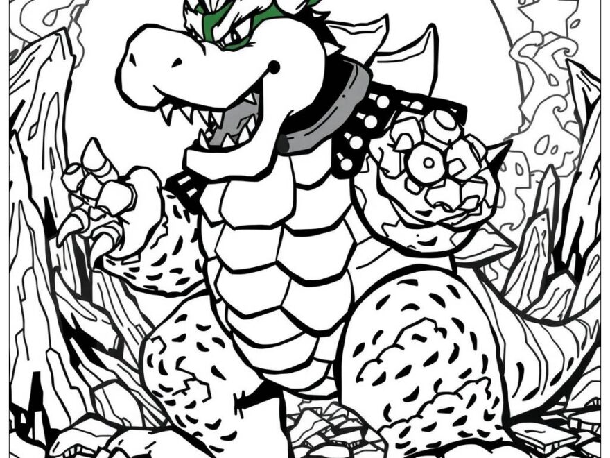 Bowser Roaring With Fury Coloring Page Free PDF PNG Printable