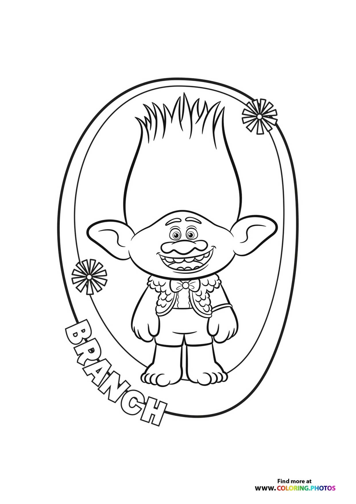 Branch Trolls Band Together Coloring Pages For Kids