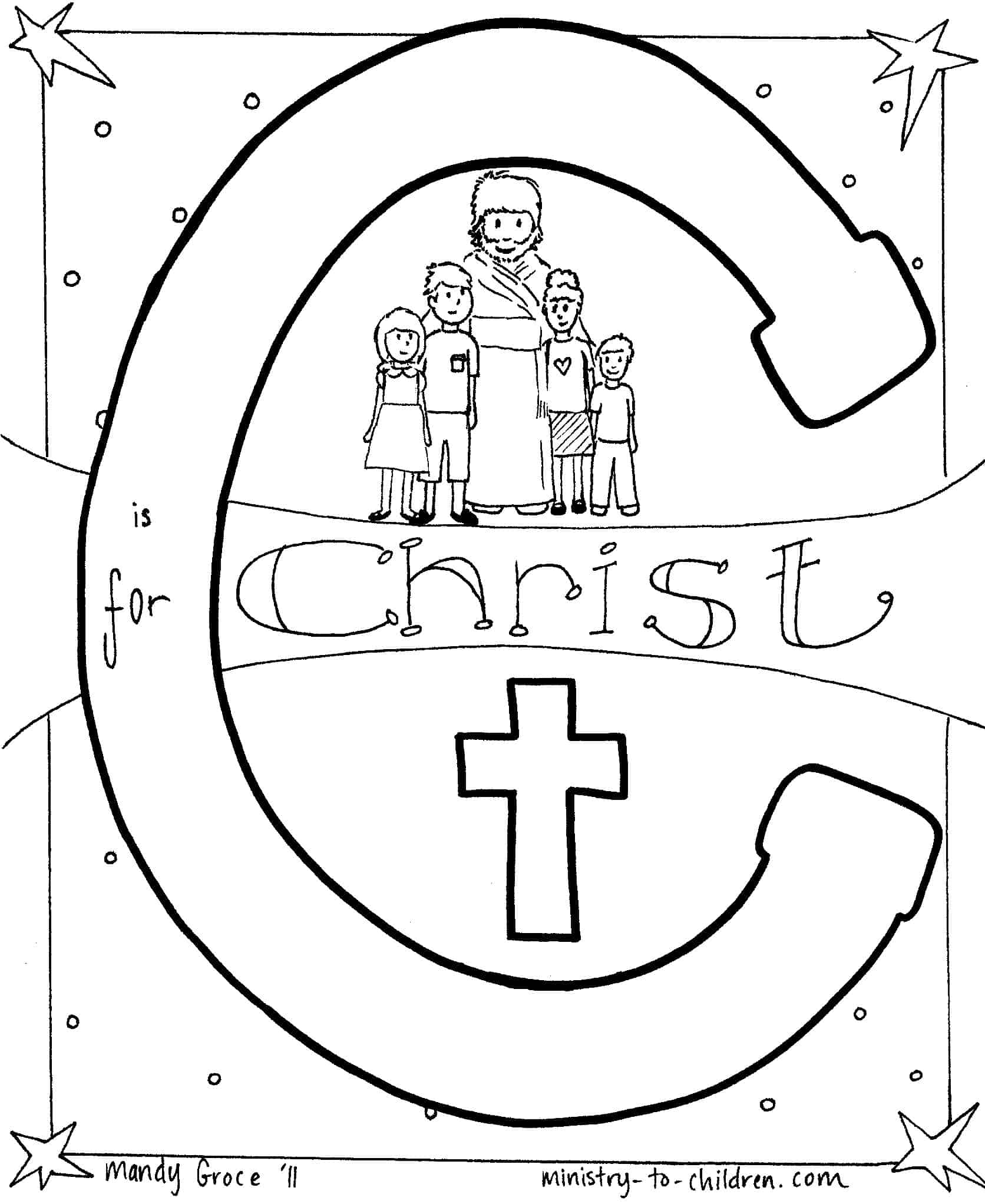 C Is For Christ Bible Alphabet Coloring Page