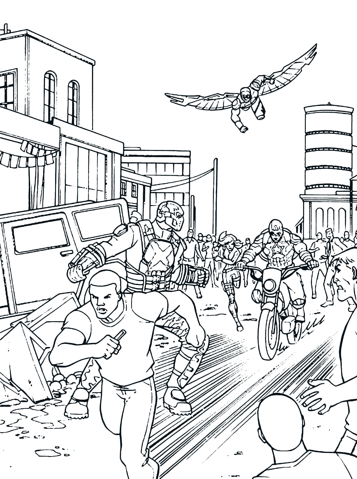 Captain America Captain America Chasing Enemies On Motorbike