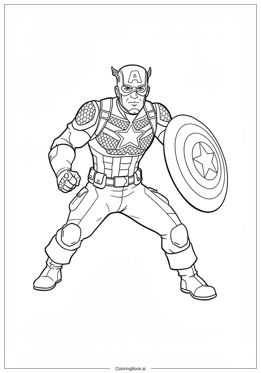 Captain America Motorcycle Chase Scene Coloring Page Free PDF PNG Printable 