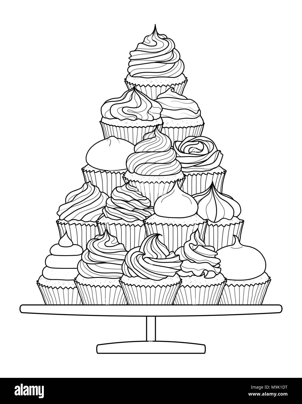 Card With Cupcake On Black And White Stock Photos Images Alamy